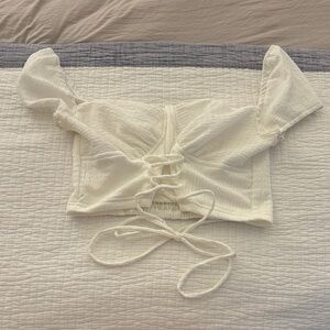 Princess Polly white cropped blouse